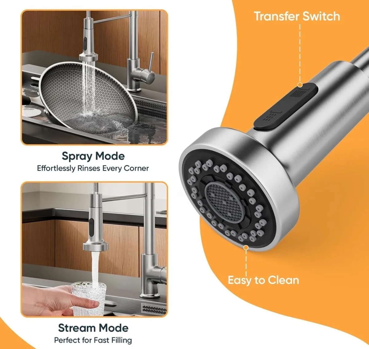 Brushed nickel pull down kitchen tap new - Image 4
