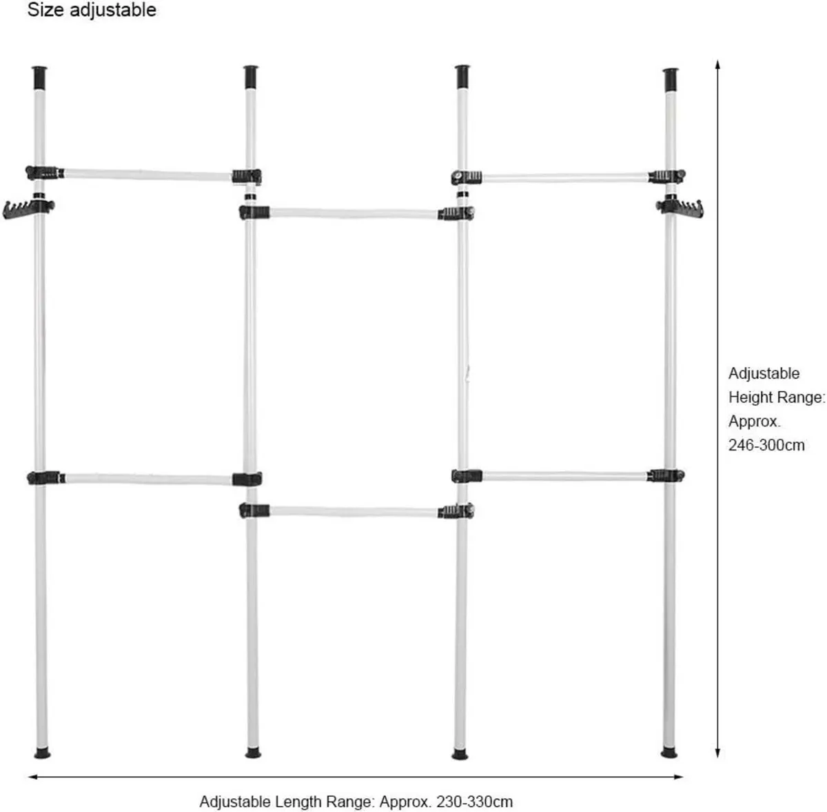 Heavy Duty Clothes Rack 4 Poles 6 Bars - Image 2