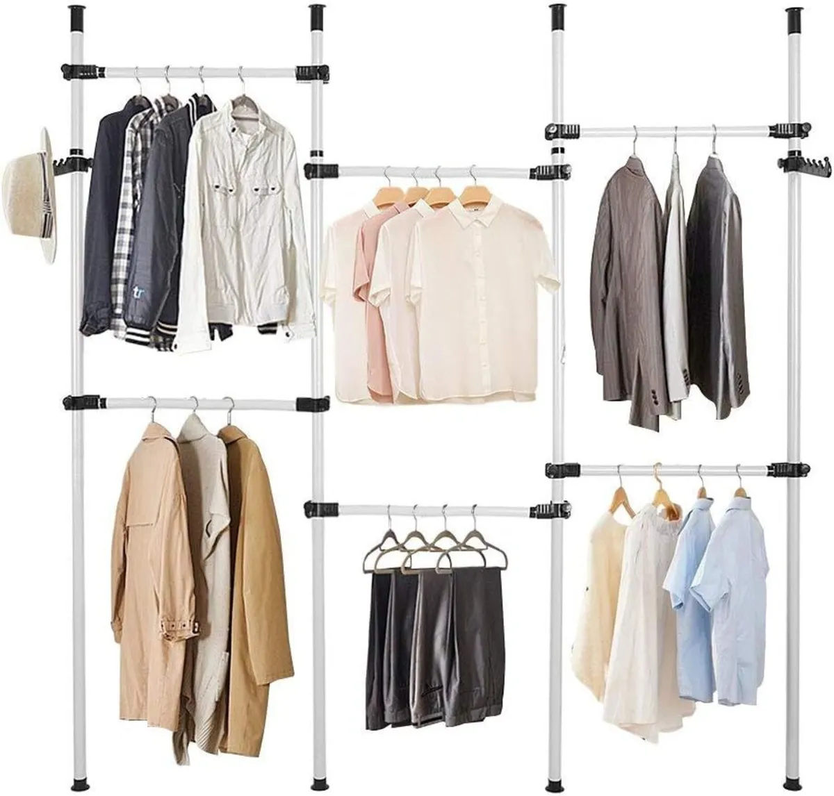 Heavy Duty Clothes Rack 4 Poles 6 Bars - Image 3