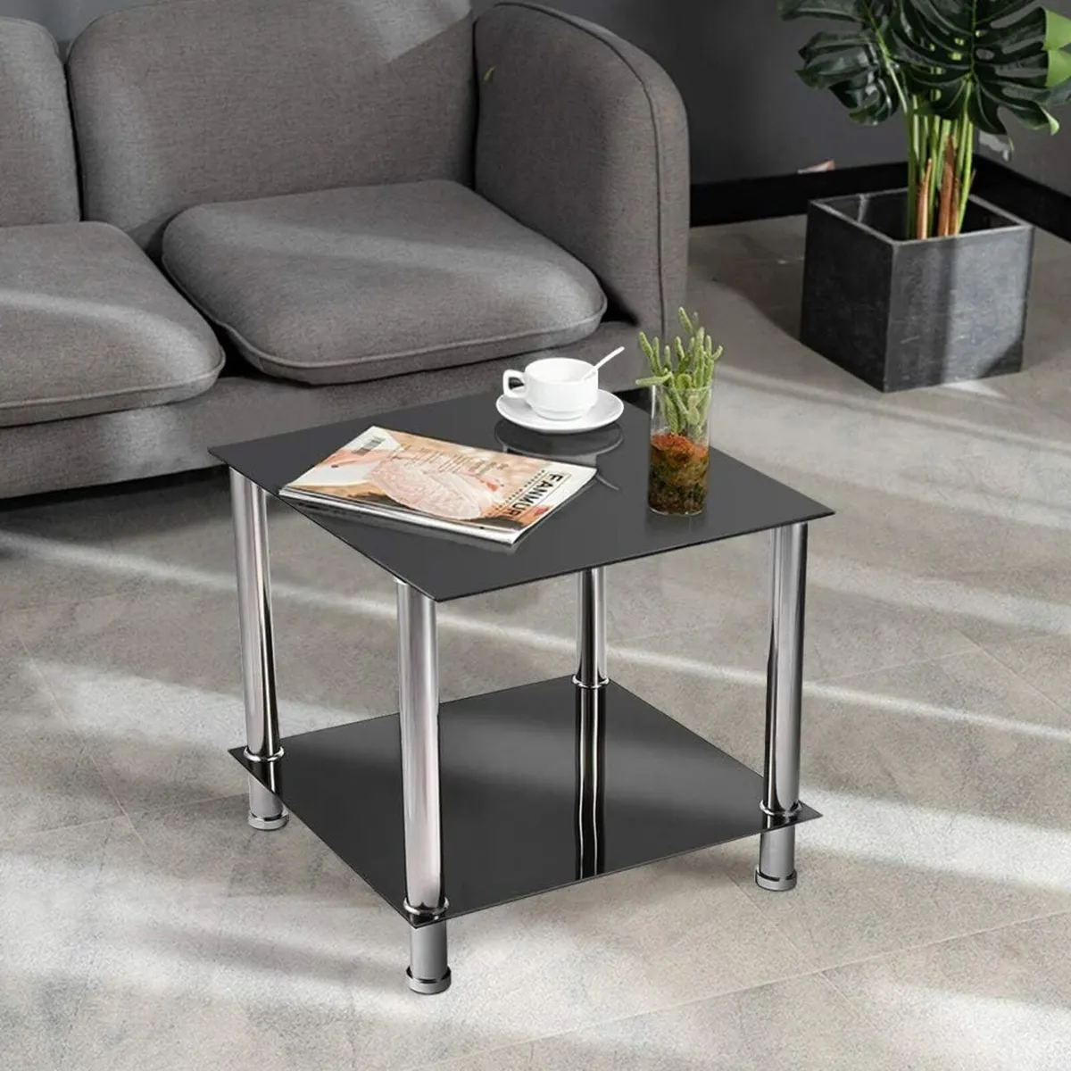 Coffee Table Tempered Glass Living Room Side - Image 1