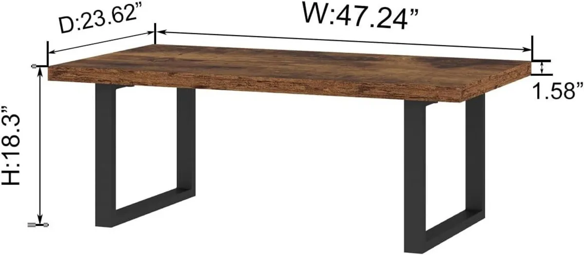Long Rustic Coffee Table Wooden Farmhouse Centre - Image 2
