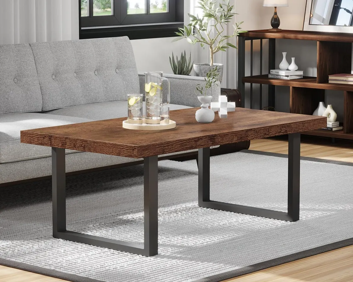 Long Rustic Coffee Table Wooden Farmhouse Centre - Image 3