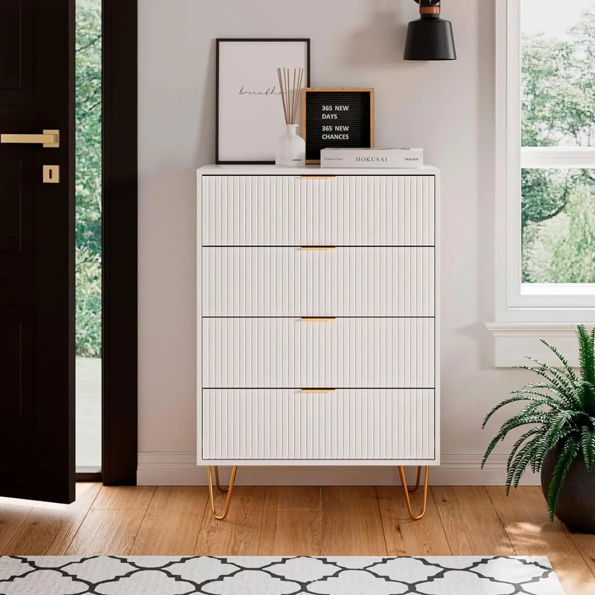 Chest of 4 Drawers for Bedroom 60x34x91CM Wood - Image 3