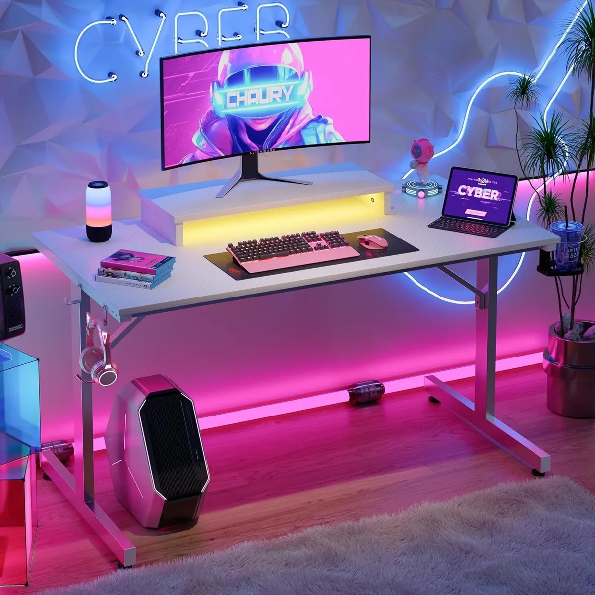 Small Gaming Desk with Monitor Stand 106.6CM - Image 2