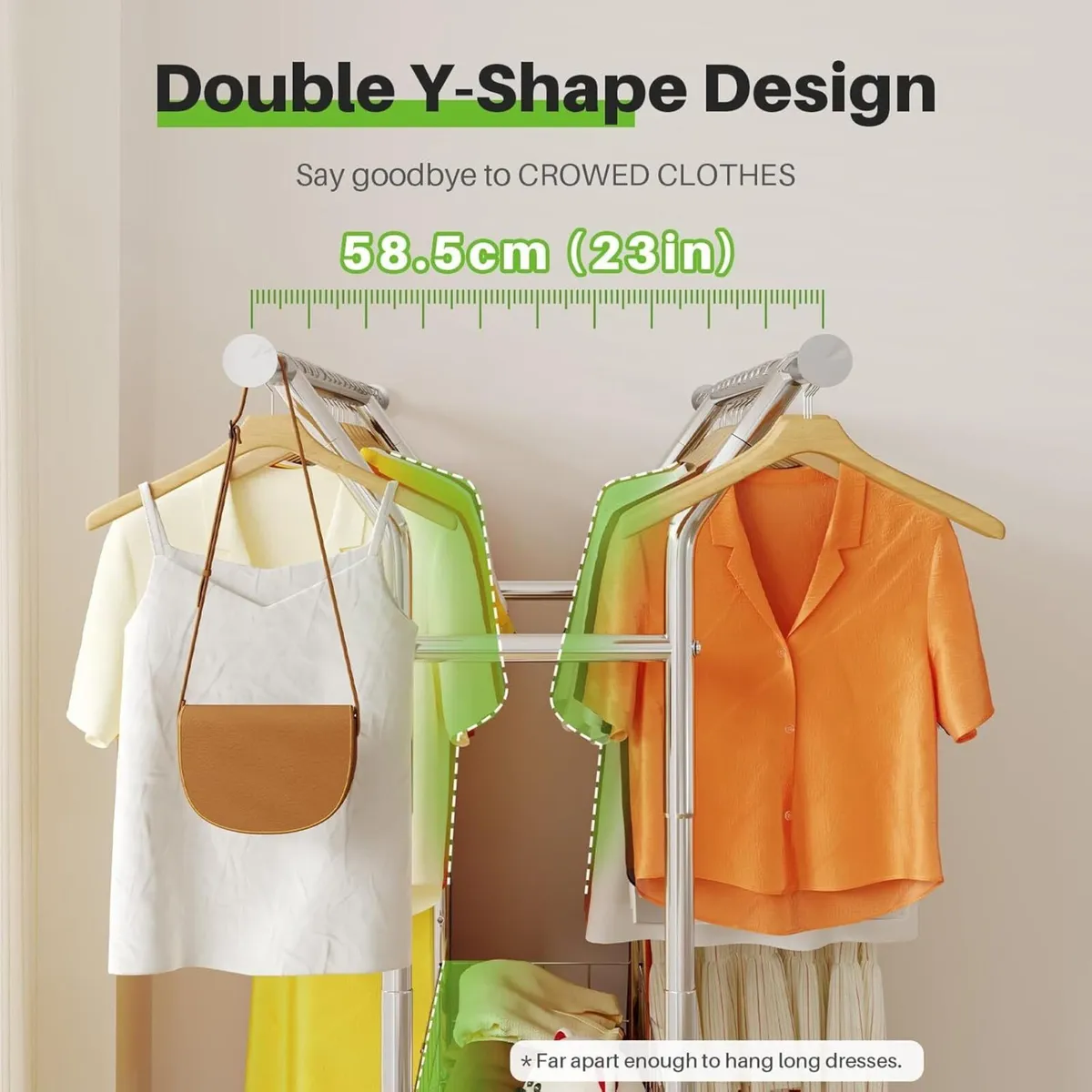 Heavy Duty Double Rail Clothes Rack on Wheels - Image 4