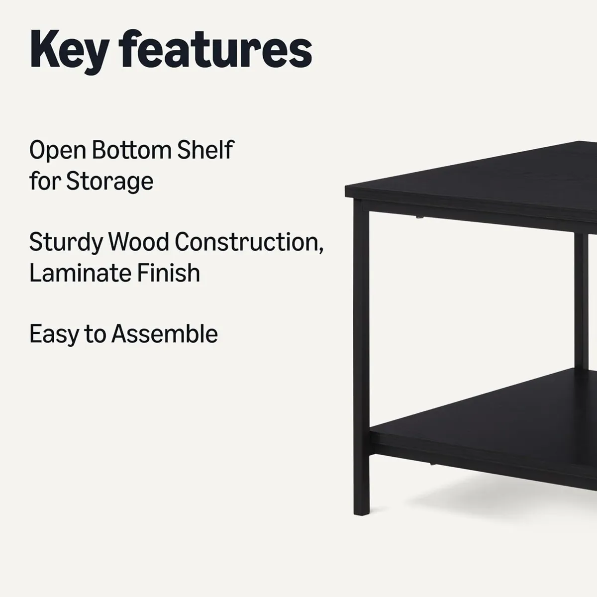 Coffee Table Rectangular with Bottom Shelf Living - Image 4