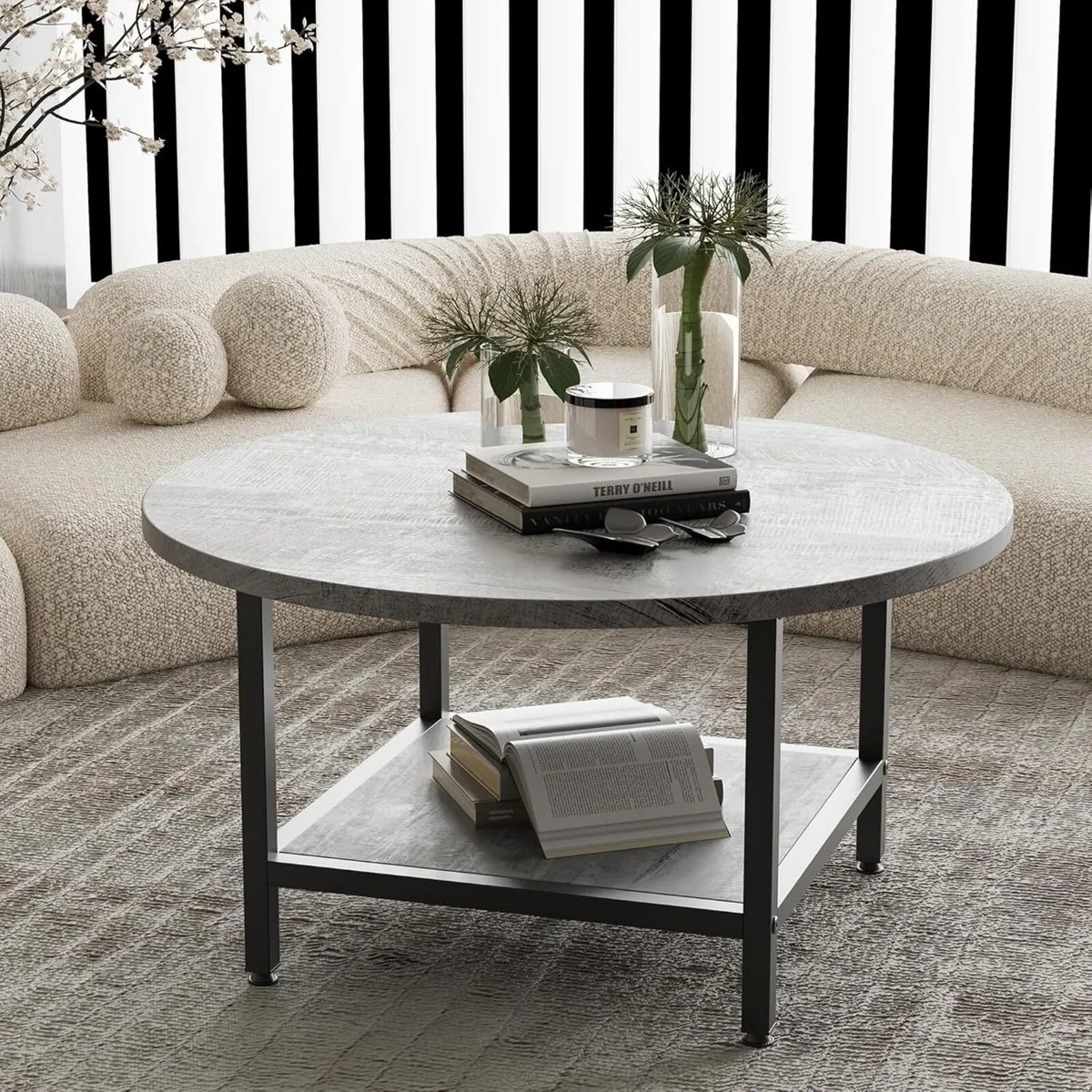Round Coffee Table for Living Room 2 Tier - Image 1
