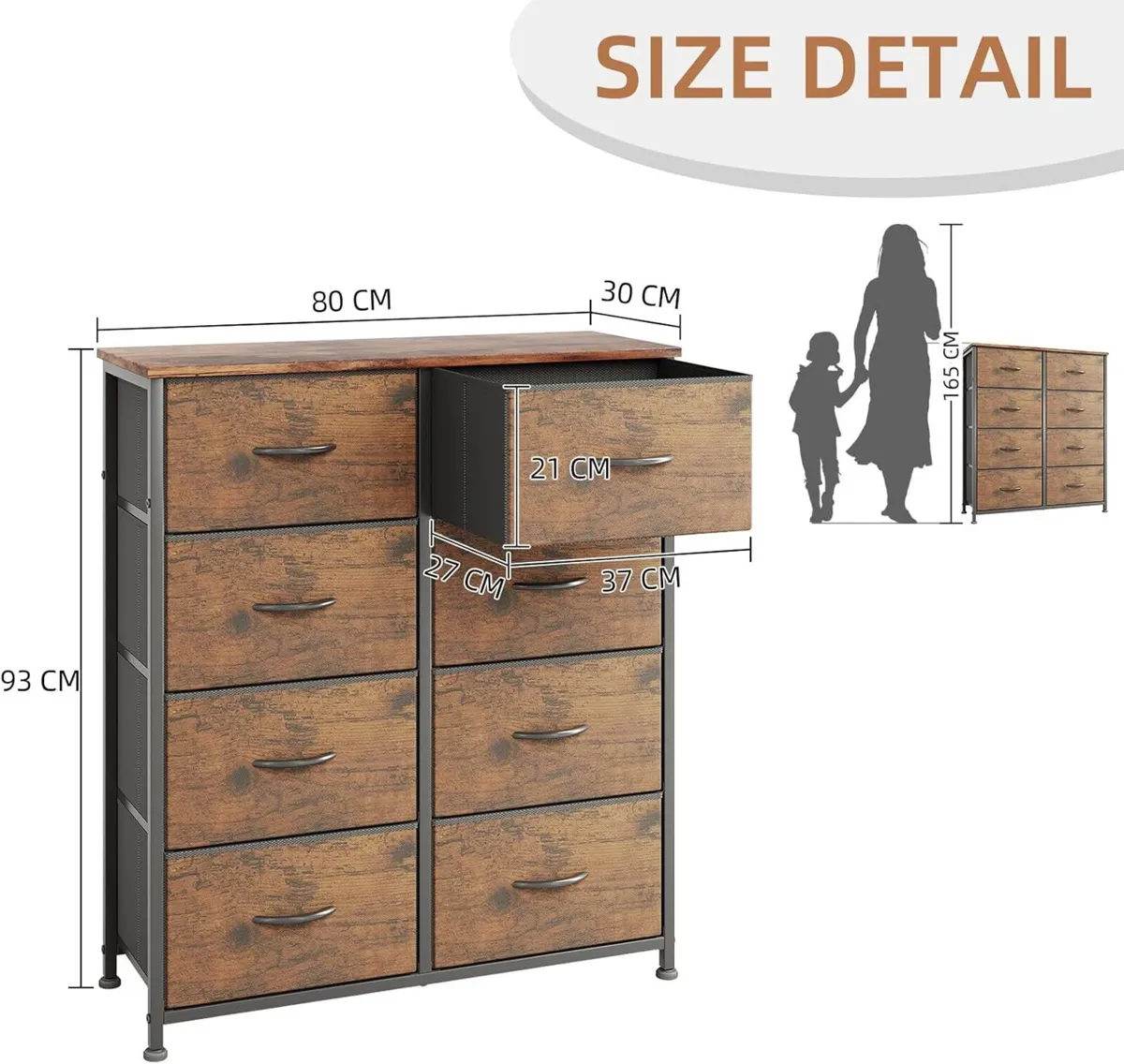 8 Drawers Chest of Fabric Storage Dresser Vertical - Image 3
