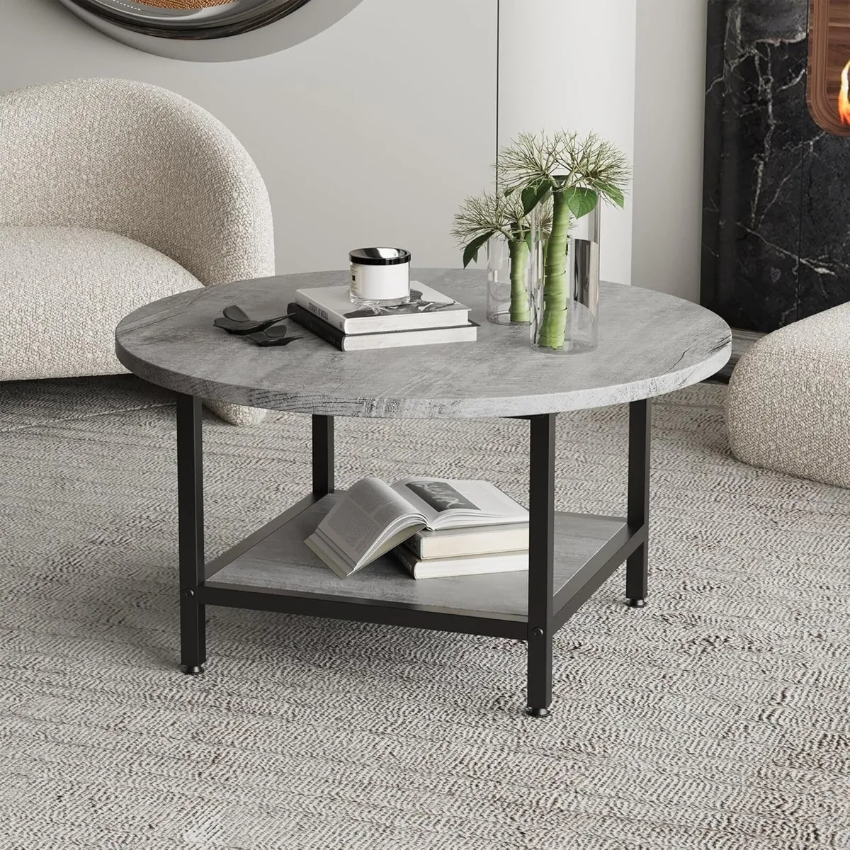 Round Coffee Table for Living Room 2 Tier - Image 3