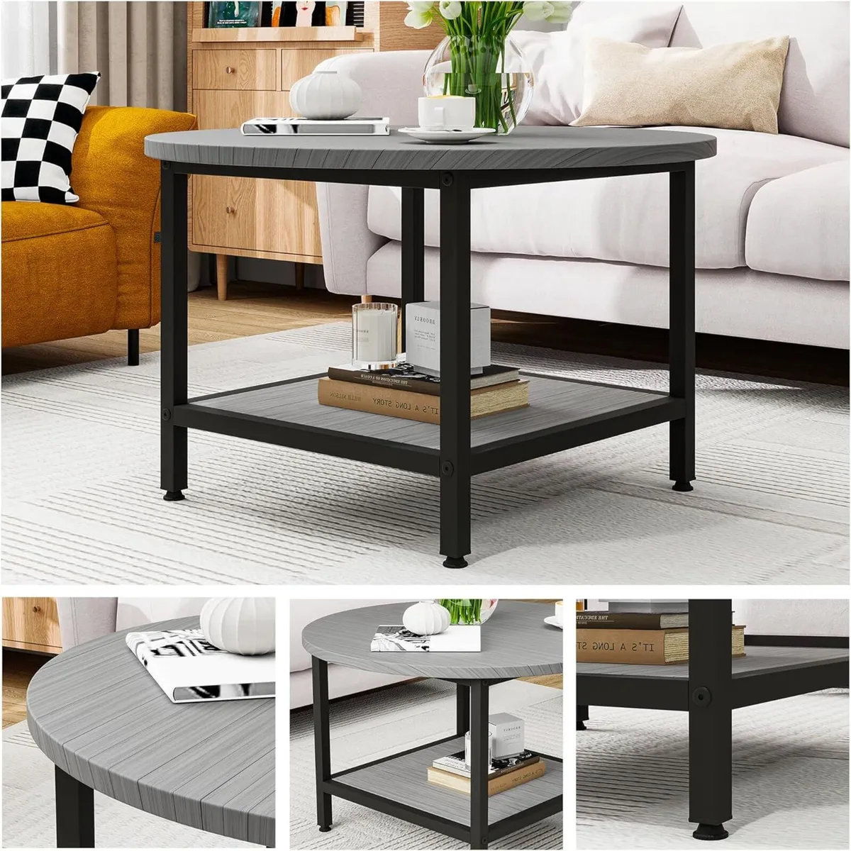 Round Coffee Table for Living Room 2 Tier - Image 4