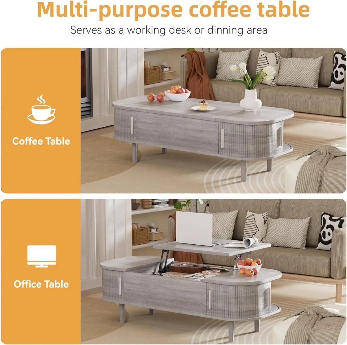 Coffee Table with Lift Top Wooden Modern Centre - Image 4