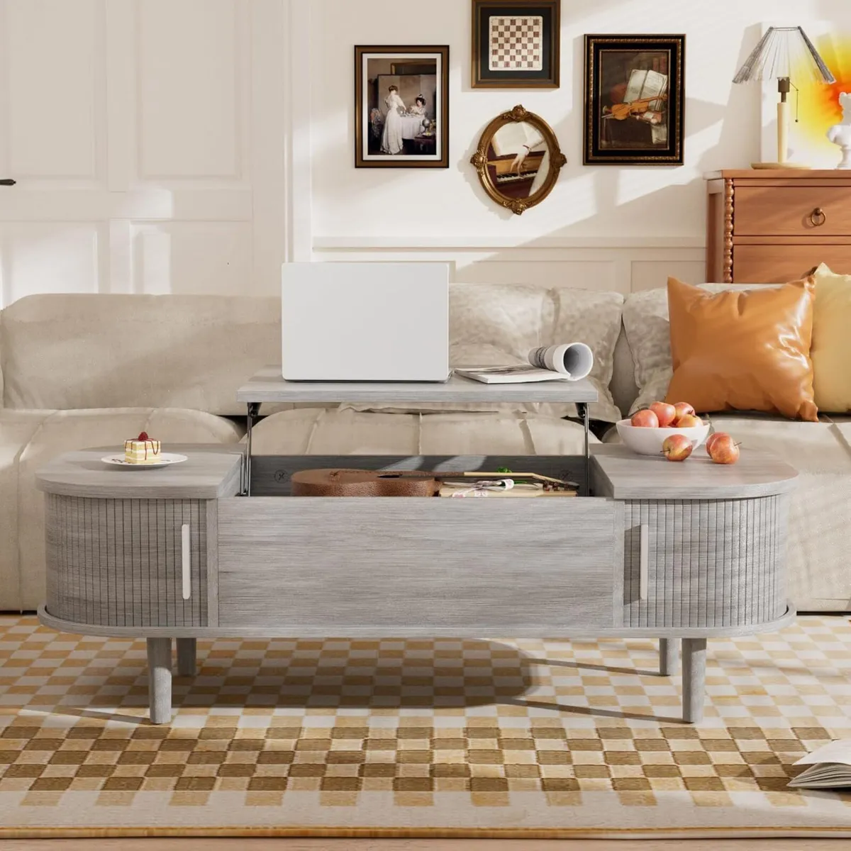 Coffee Table with Lift Top Wooden Modern Centre - Image 1
