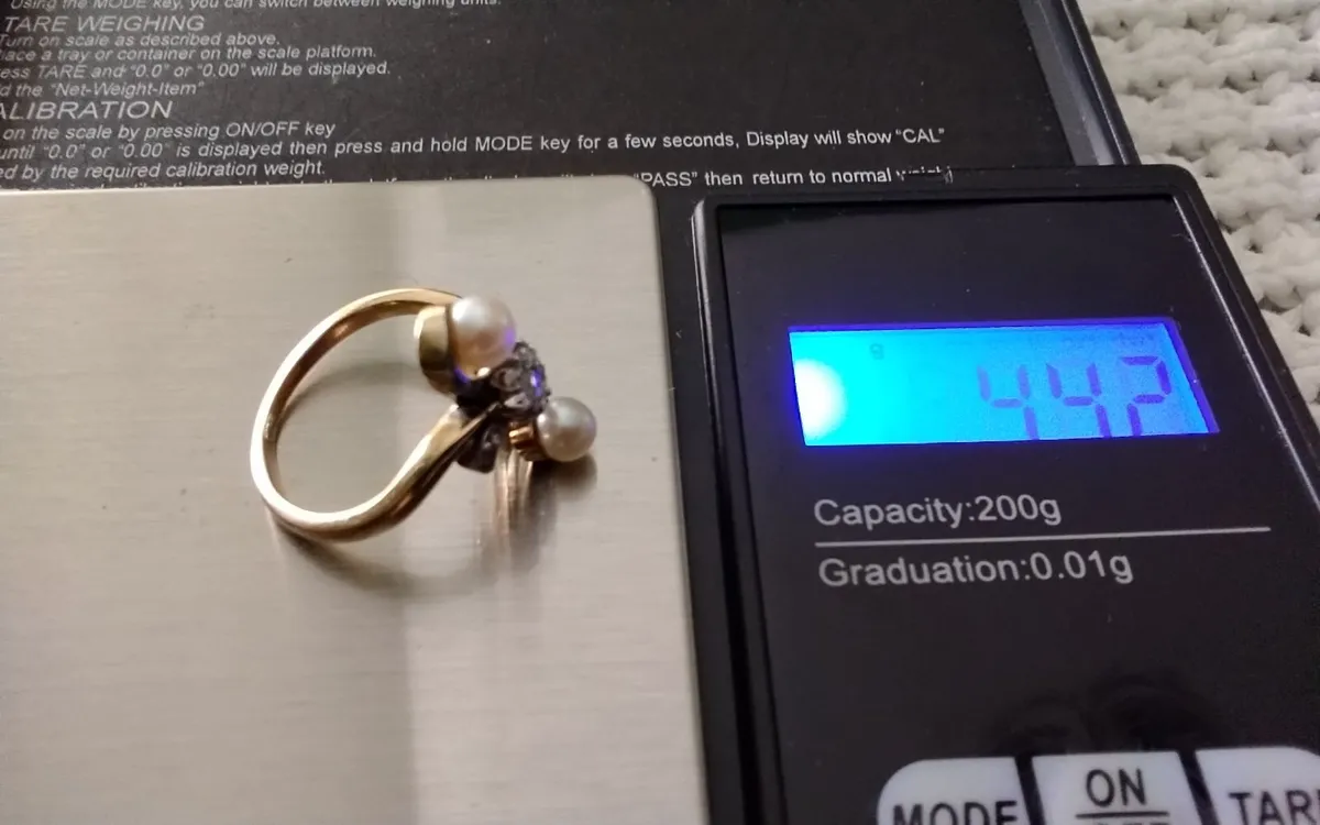 VICTORIAN DIAMOND & PEARL GOLD RING M - Image 4