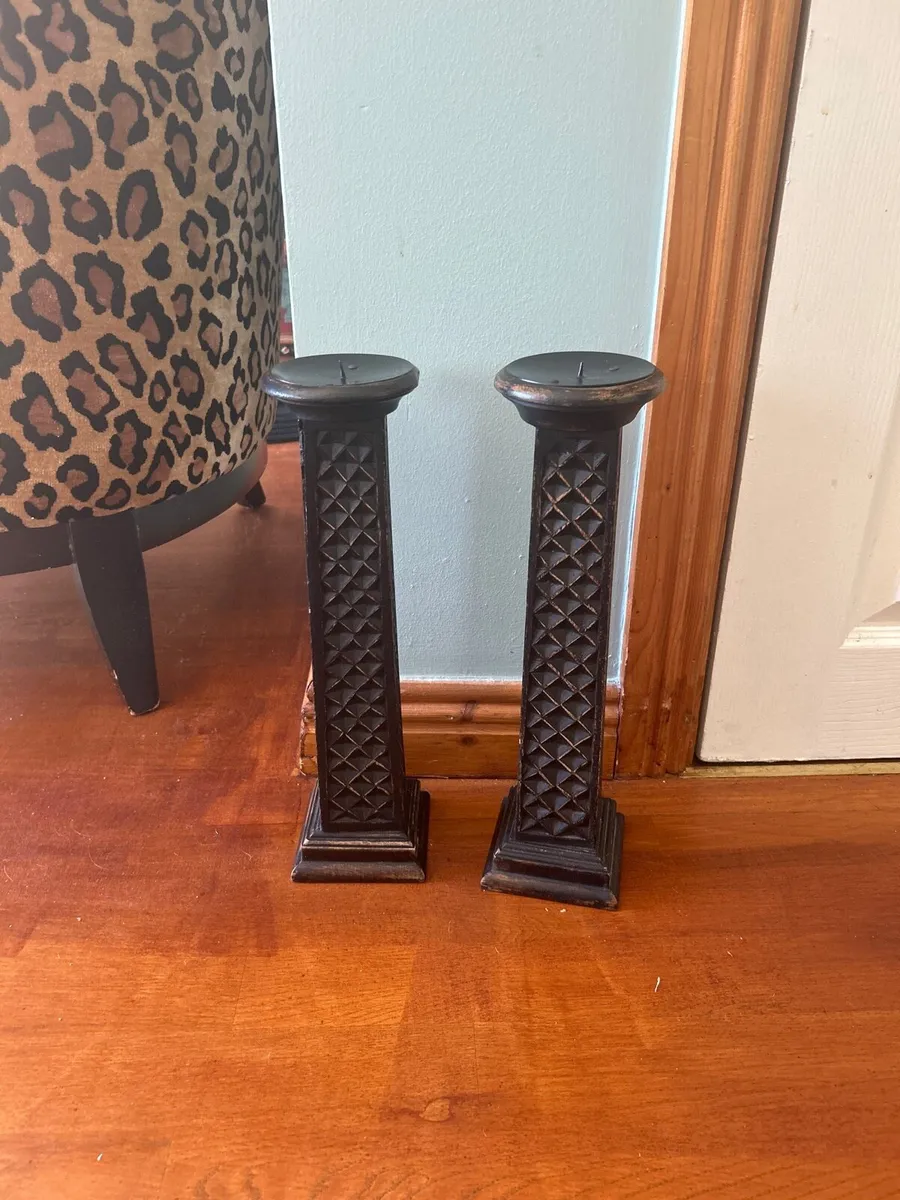 Wooden candlesticks - Image 1