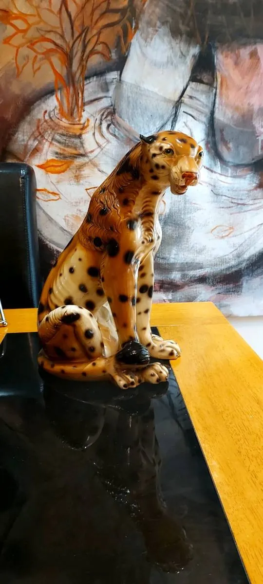 Vintage Ceramic 70's Leopard Statue - Image 4