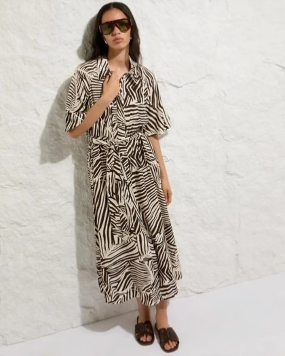 NEW Ladies Print Midi Shirt Dress: Size 10 - Image 1