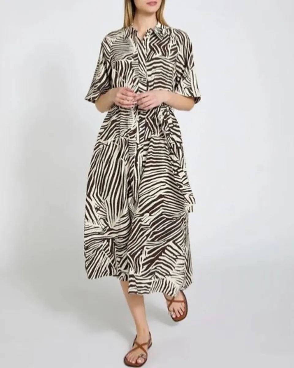 NEW Ladies Print Midi Shirt Dress: Size 10 - Image 2