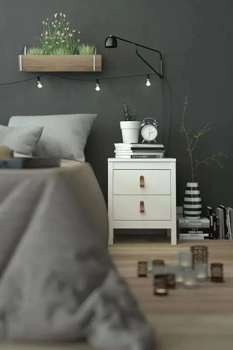 Pair of Madrid 2 Drawer Bedside Tables (White) - Image 1