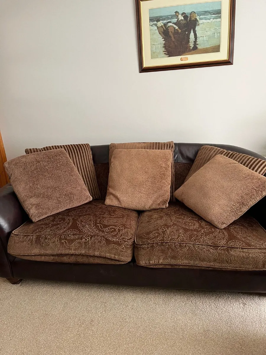 Brown Leather Couch - Image 1