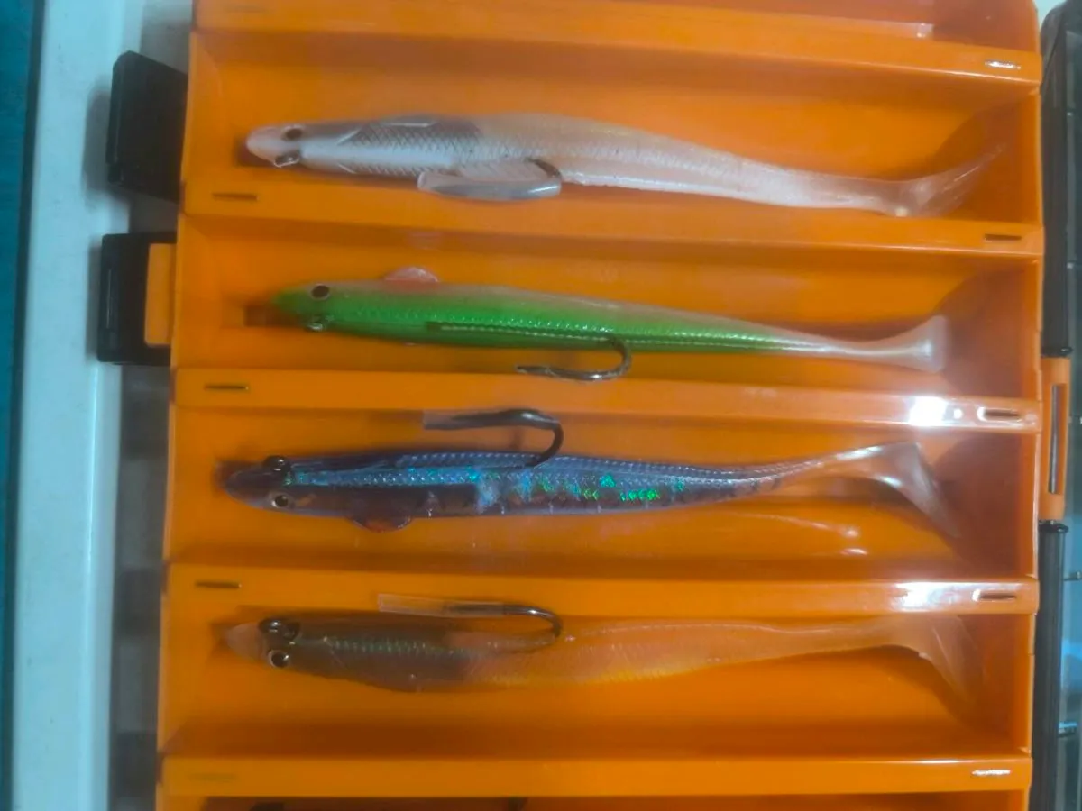 28 weighted sandeel lures in lure box double side - Image 4