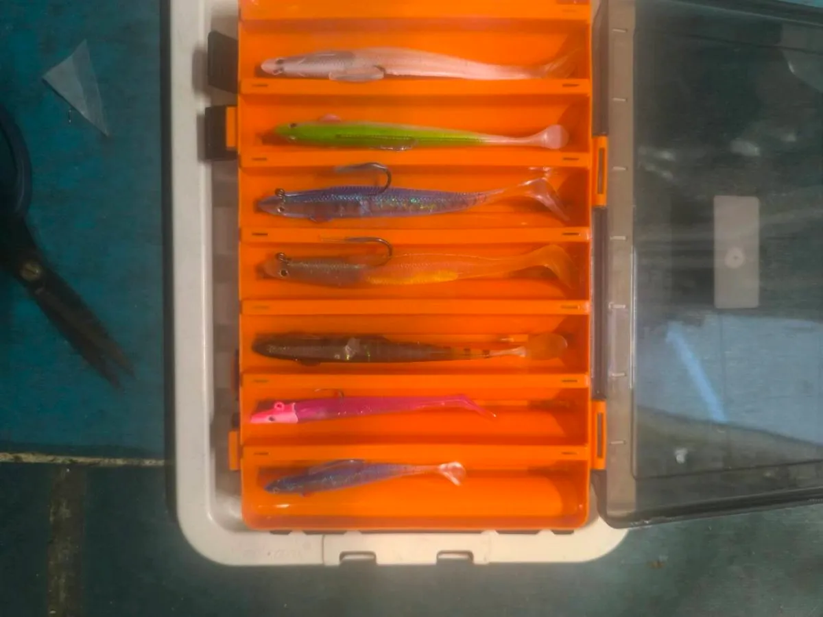 28 weighted sandeel lures in lure box double side - Image 3