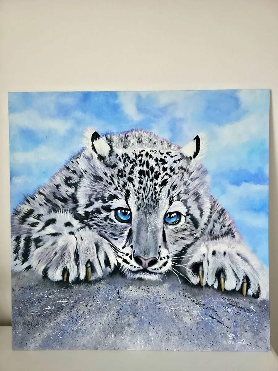 Snow leopard cub - Original art painting - Image 1