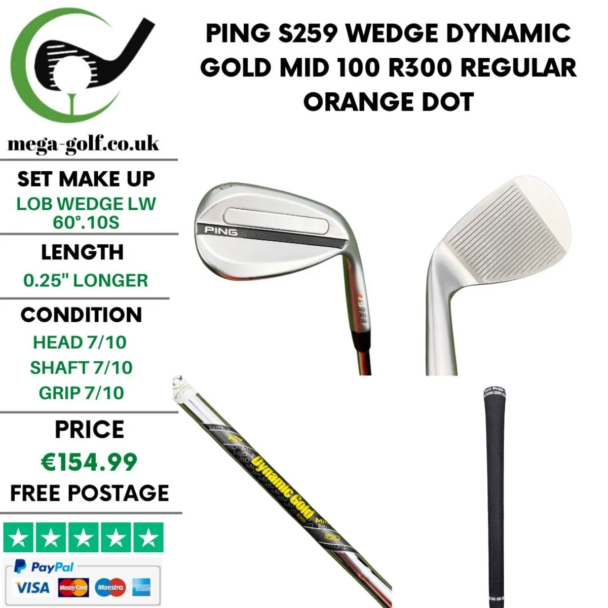 Ping S259 Wedge Lw 60°.10S / Regular / Orange Dot - Image 1