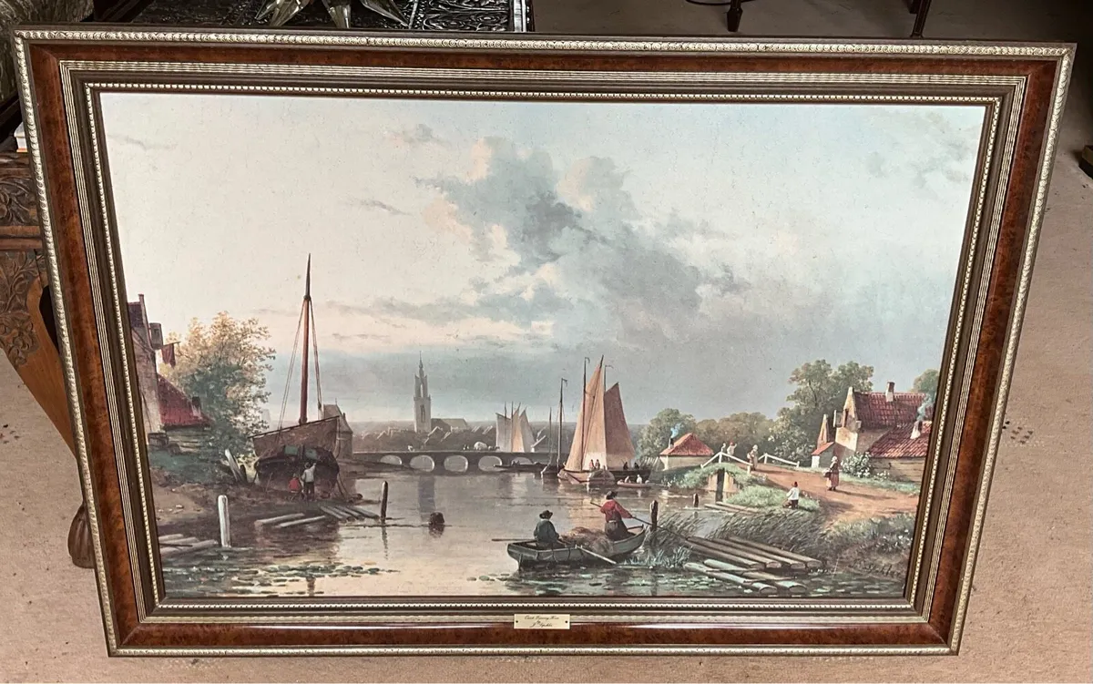 Large Glazed Oil Print ‘Quiet Evening Hour’Spohler - Image 1