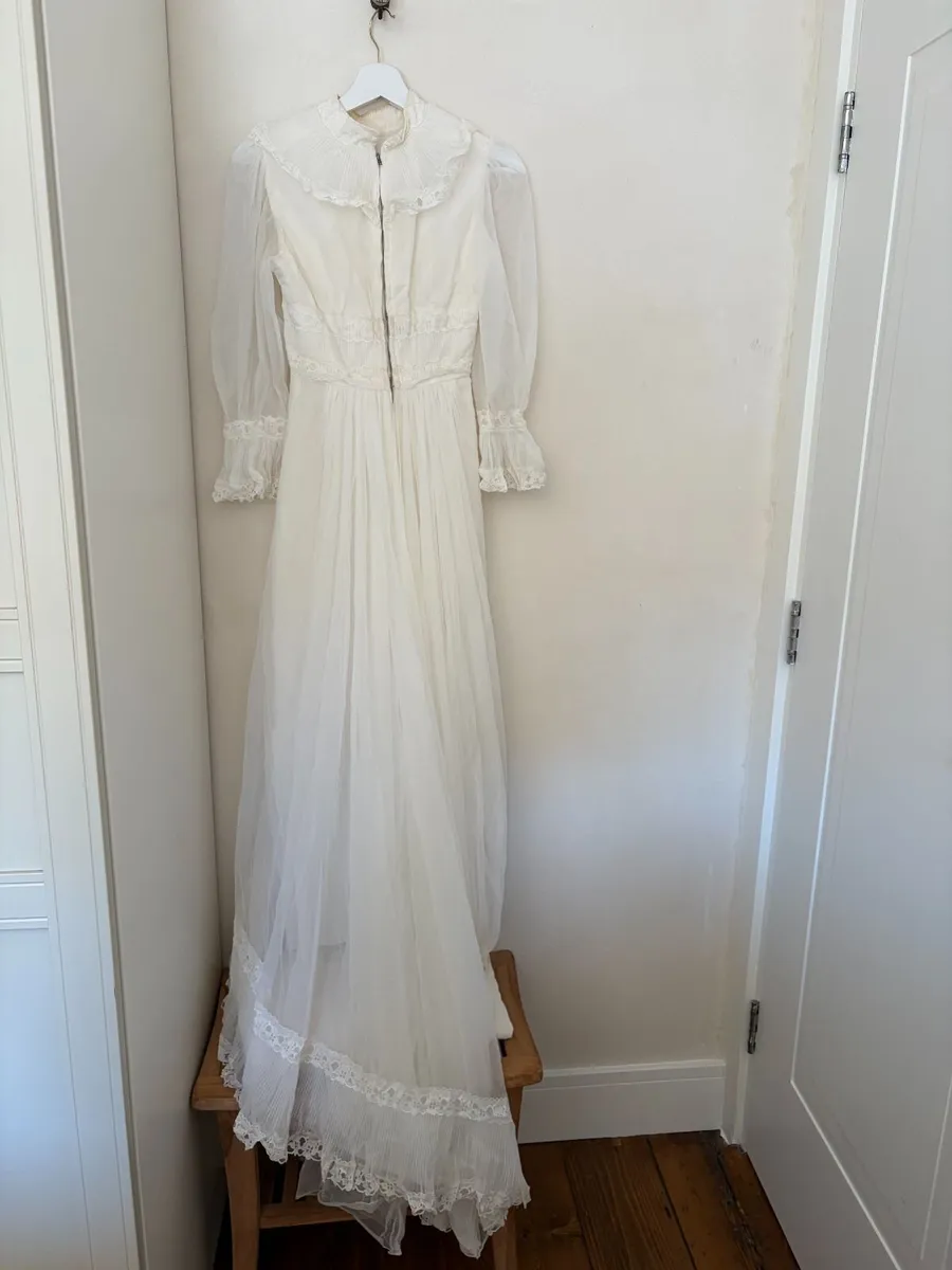 Vintage 1970s Edwardian-Style Wedding Dress - Image 2