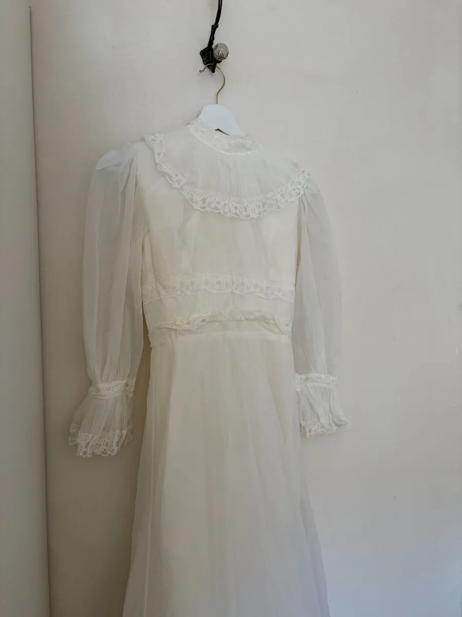 Vintage 1970s Edwardian-Style Wedding Dress - Image 1