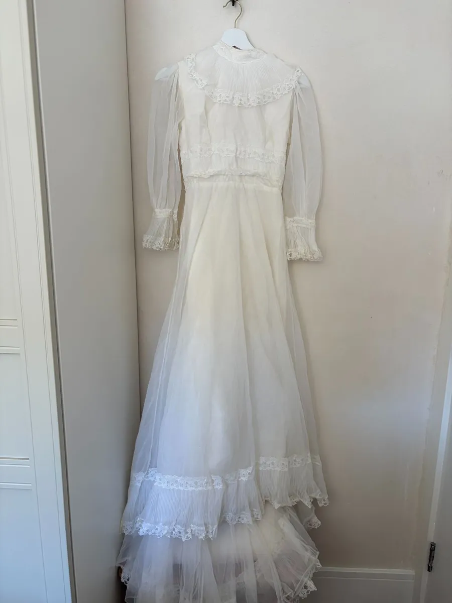 Vintage 1970s Edwardian-Style Wedding Dress - Image 4