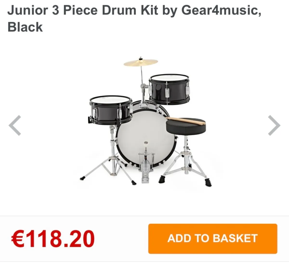 Green Junior 3 Piece Drum Kit by Gear4music - Image 4