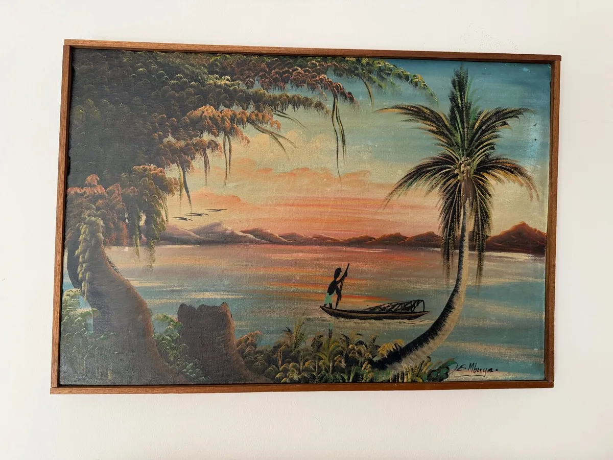 Framed Signed Painting by E Mbuya - Image 1