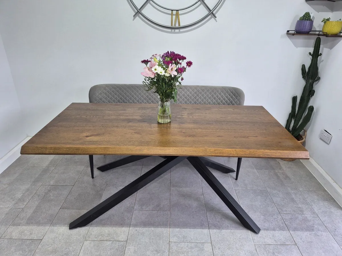 Premium 6-Seater Dining Set Oak Table, Bench and 4 - Image 2