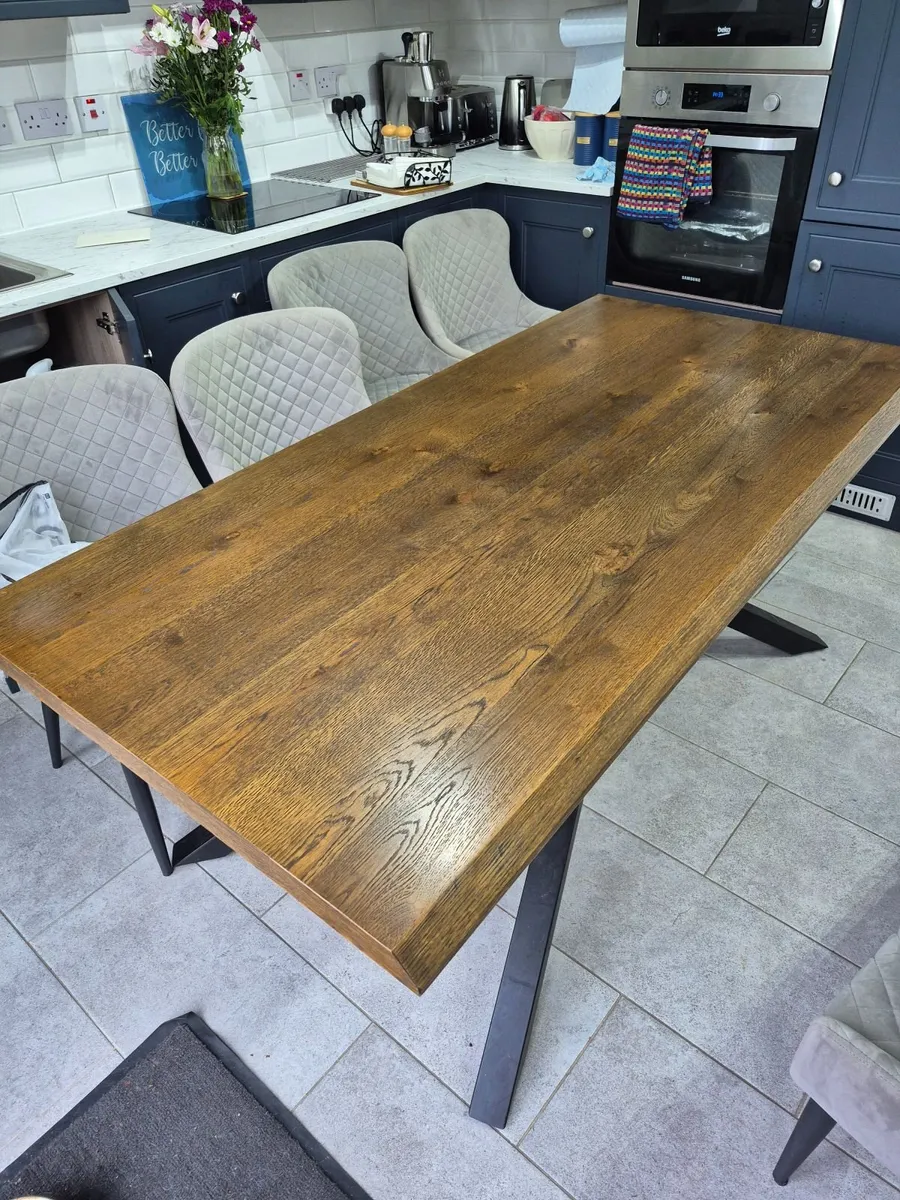 Premium 6-Seater Dining Set Oak Table, Bench and 4 - Image 3