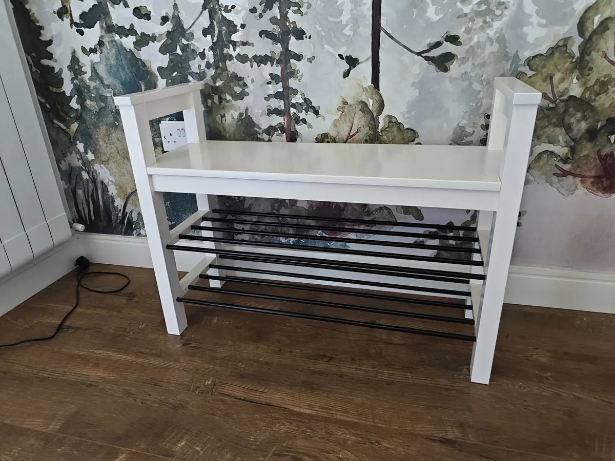IKEA HEMNES Bench with Shoe Storage – White - Image 3