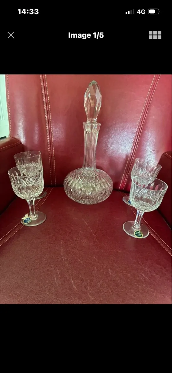Vintage Thos Webb Decanter & Glasses Set - Image 1