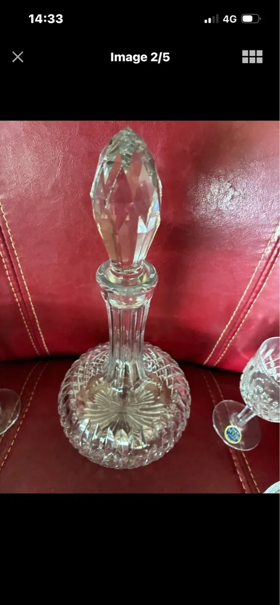 Vintage Thos Webb Decanter & Glasses Set - Image 2