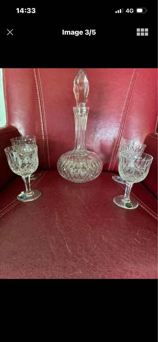 Vintage Thos Webb Decanter & Glasses Set - Image 3