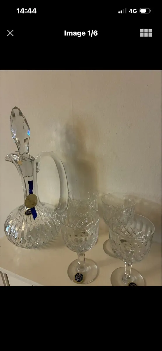 Vintage Thos Webb Crystal Decanter & Glasses Set - Image 1