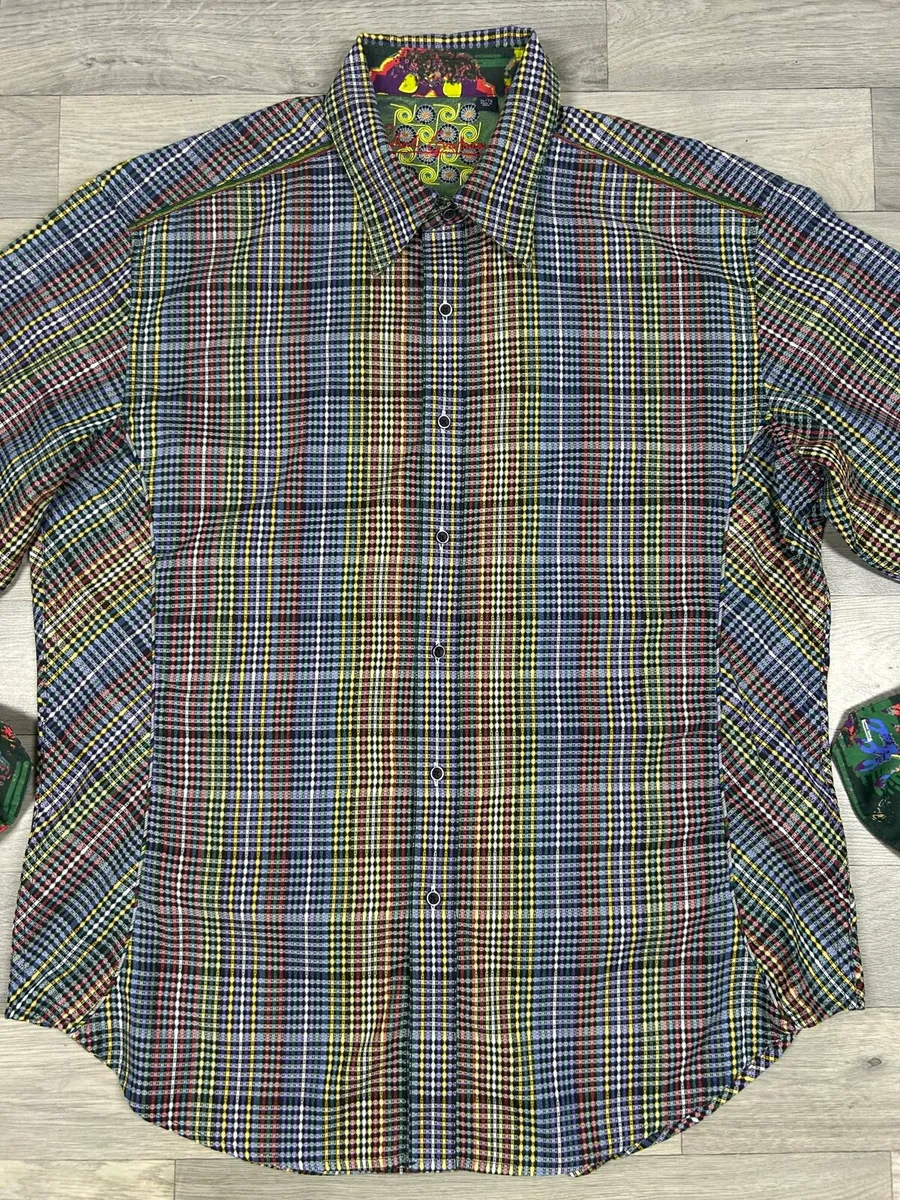 Robert Graham Cotton And Silk Check Shirt Mens XL - Image 2