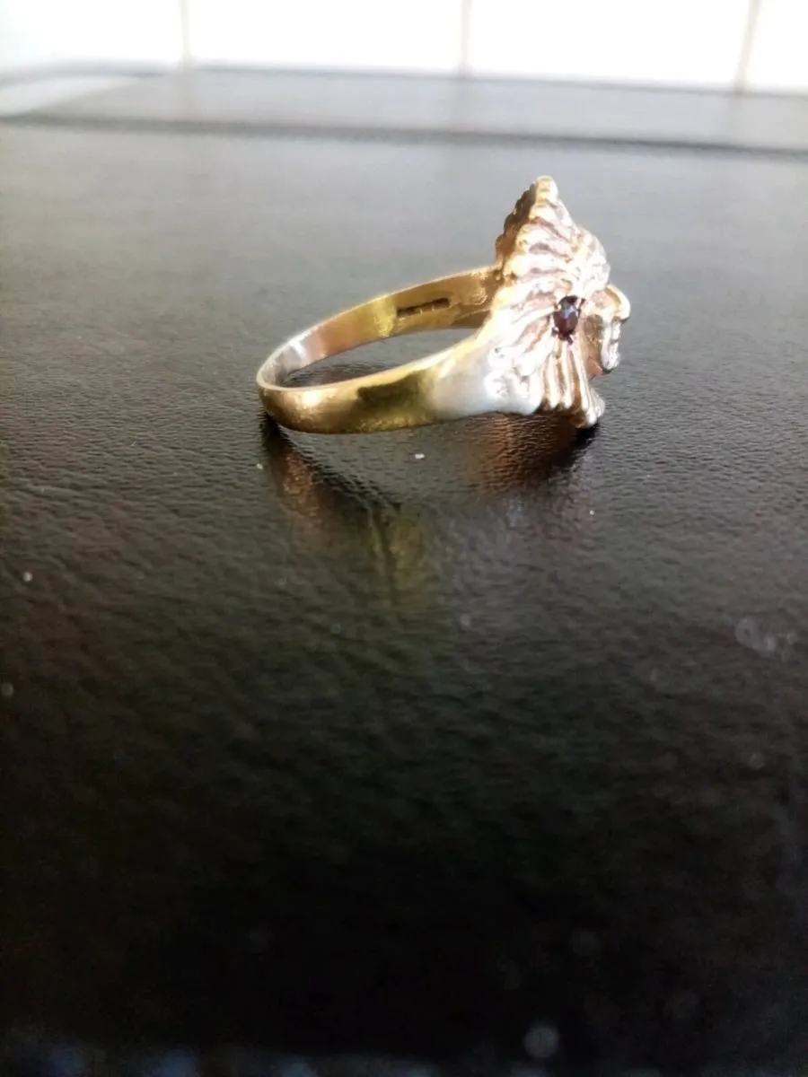 Vintage 9ct Gold Indian Chief Ring - Image 4