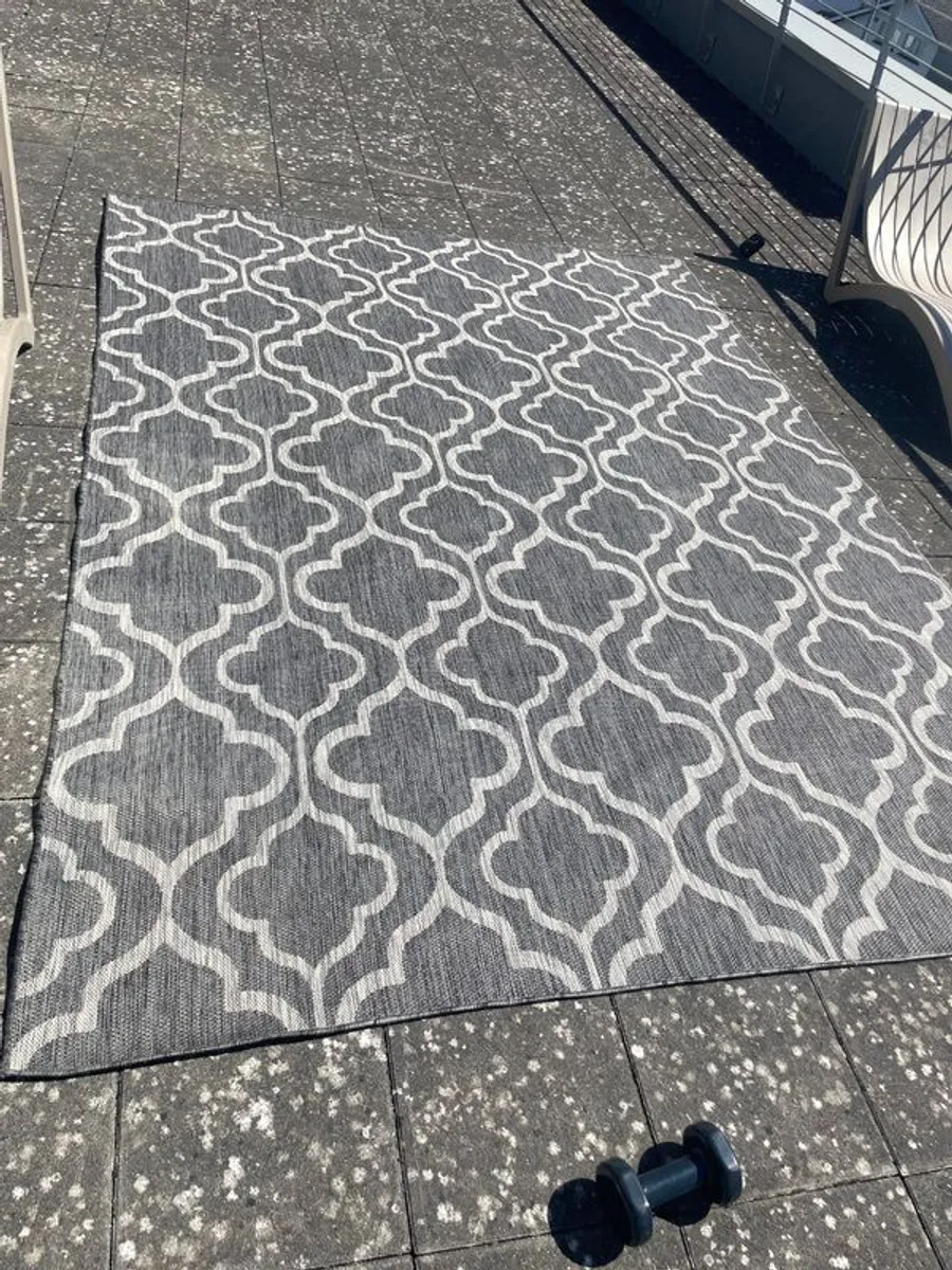 Grey Trellis Outdoor Rug - Image 2