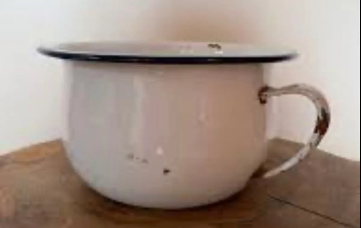 Antique enamel chamber pot