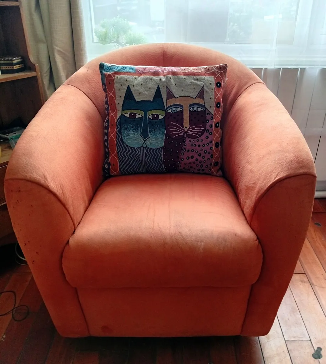 ITALSOFA BURNT ORANGE SWIVEL ARMCHAIR - Image 1