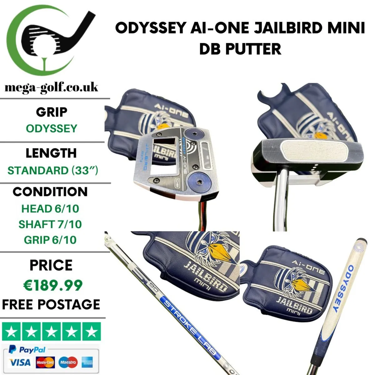 Odyssey Ai-One Jailbird Mini DB Putter / 33" - Image 1