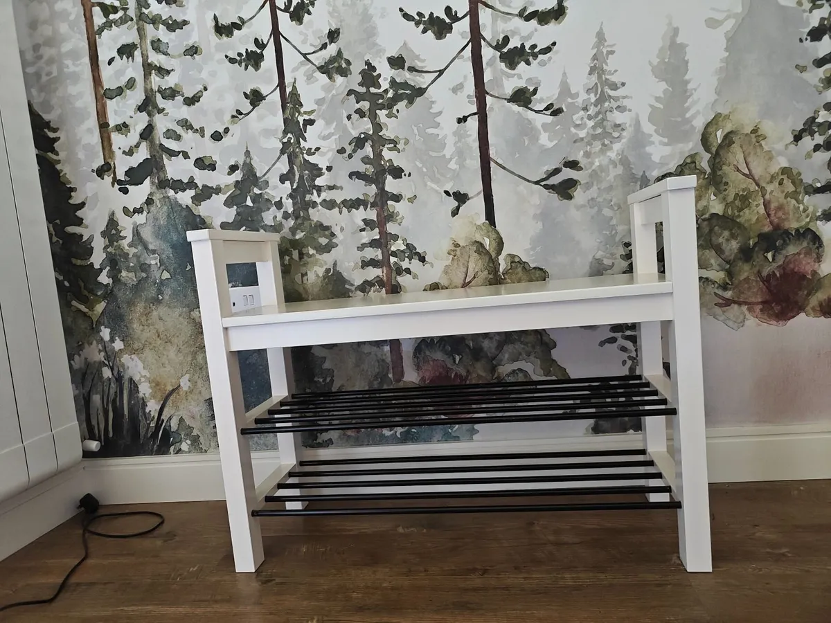 IKEA HEMNES Bench with Shoe Storage – White - Image 4