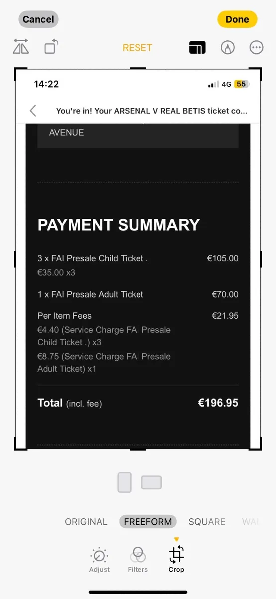 Arsenal v real Betis tickets august aviva stadium - Image 1