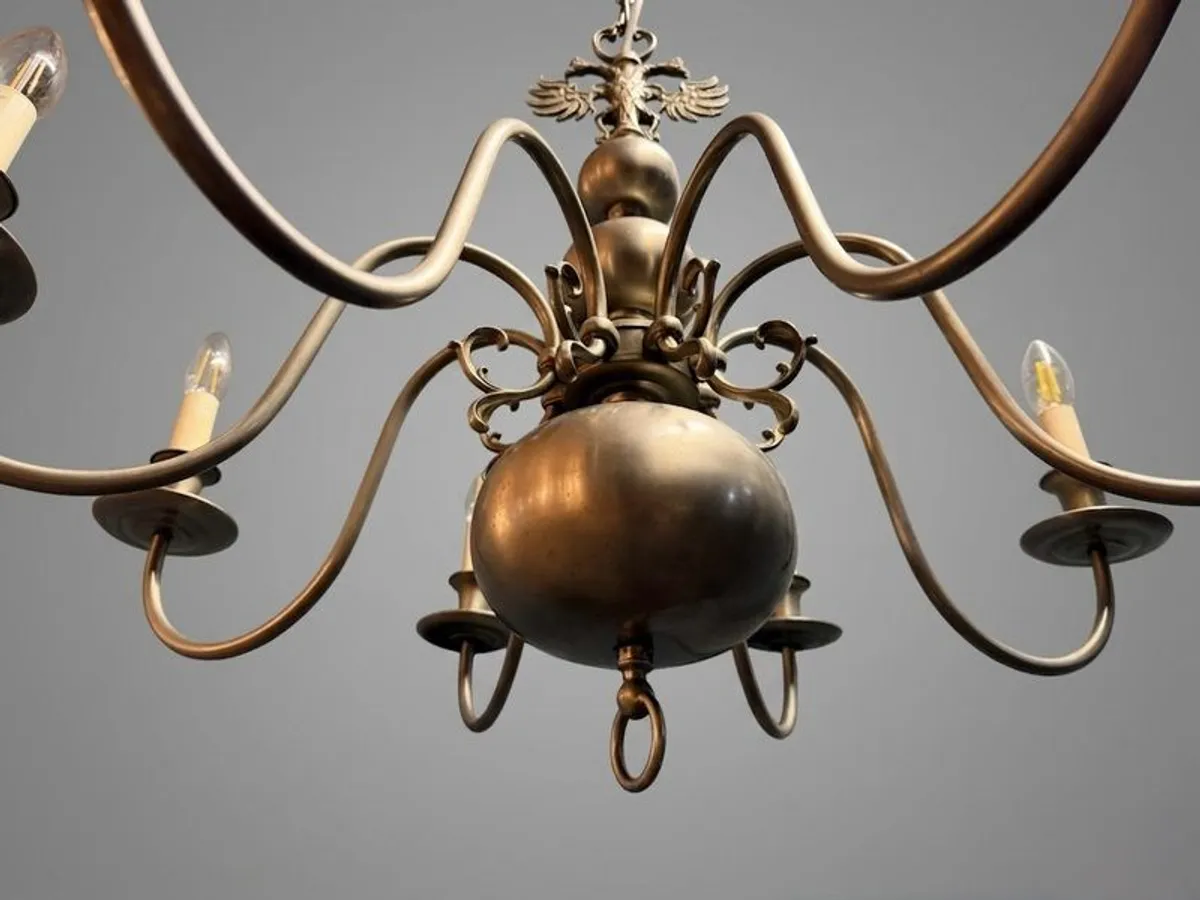 Vintage Chrome Flemish Eight Branch Chandelier - Image 3