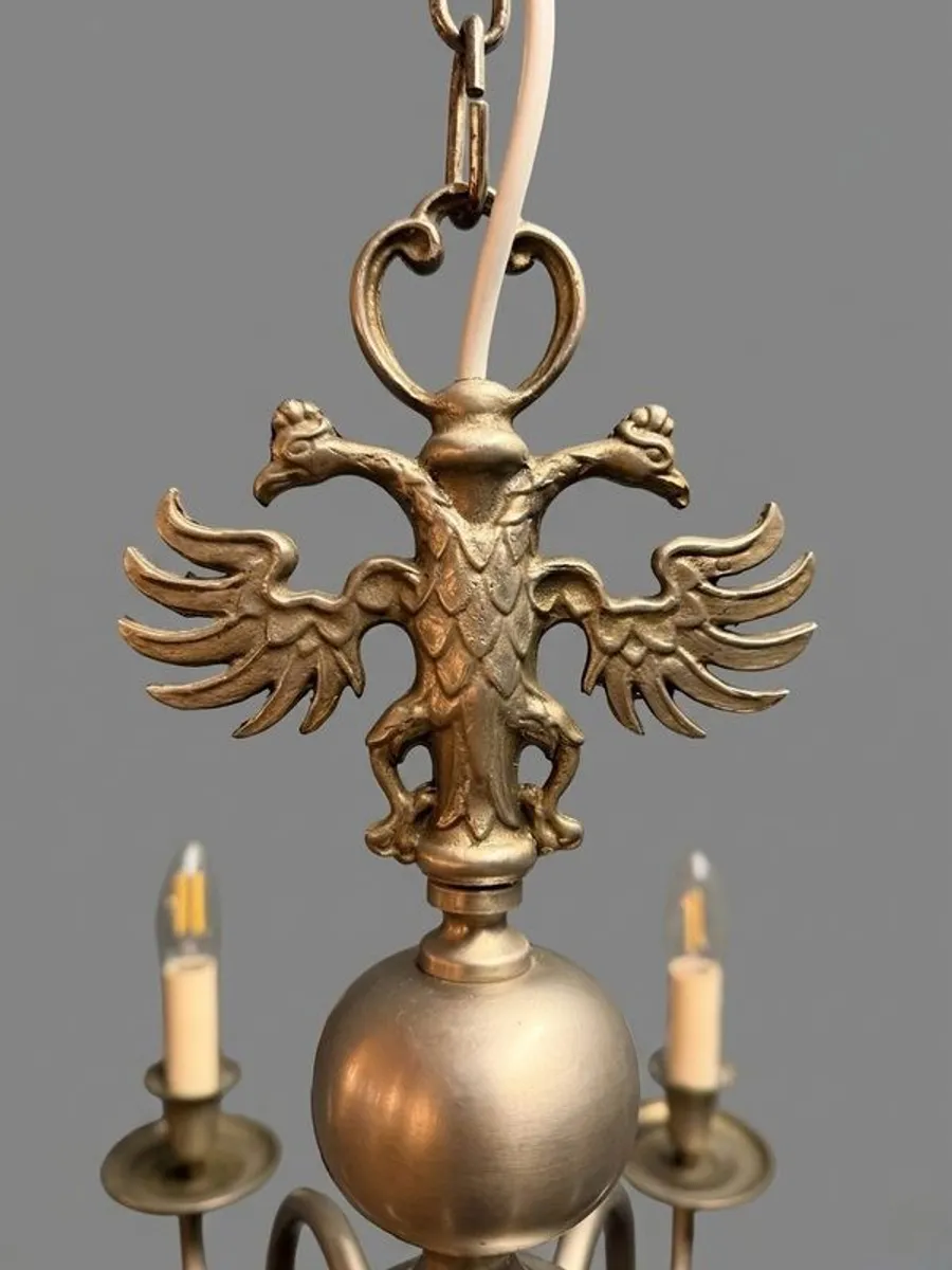 Vintage Chrome Flemish Eight Branch Chandelier - Image 4